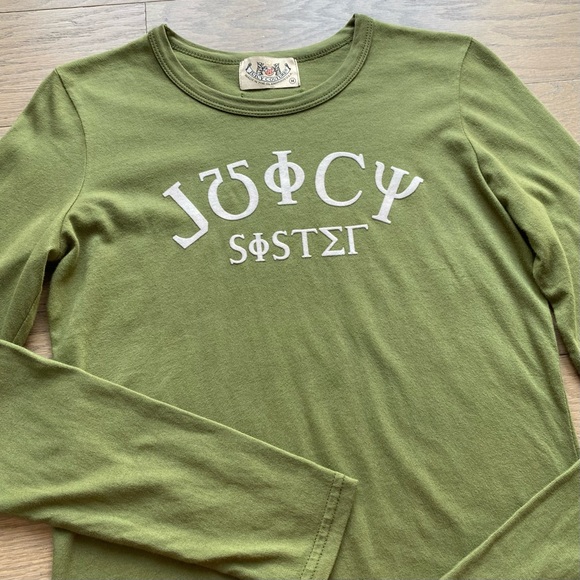 Juicy Couture “JUICY SISTER” Green y2k tee RARE - Picture 4 of 8